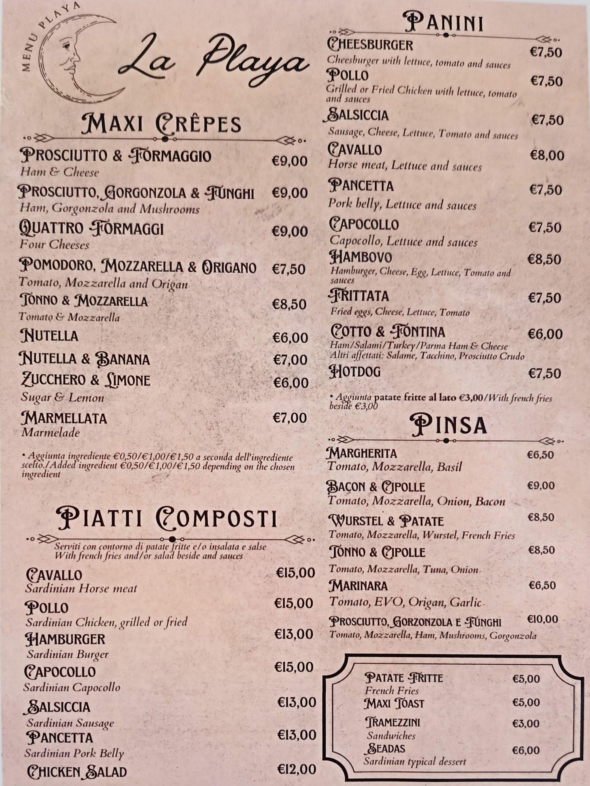 Burgers in Alghero - Bar La Playa - Sport Bar in Alghero